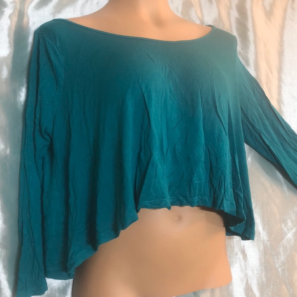 Wet Seal rayon, teal crop top, M - Picture 2 of 6